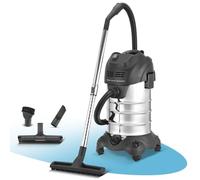 STAHLWERK Aspirador Agua y Polvo VCL-1600 ST - Aspirador industrial de 1600 W con tanque de acero inoxidable de 35 L, función de soplado, parada de seguridad y amplia gama de accesorios, aspirar