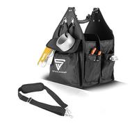 STAHLWERK Bolsa de herramientas con 11 bolsillos exteriores y 2 grandes compartimentos interiores con 5 bolsillos cada uno, robusta bolsa de montaje/maletín de herramientas
