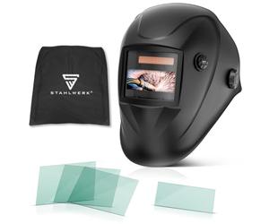 STAHLWERK Careta de soldar automática 3 en 1 WORKER - Casco de soldadura True Color, oscurecimiento automática DIN 4-13, clase óptica 1/1/1/2, campo de visión óptimo 96 x 39 mm, máscara de soldador