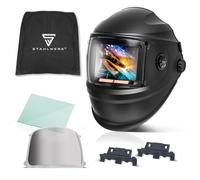 STAHLWERK Casco de soldadura automático 3 en 1 BOOSTER - True Colour, oscurecimiento automático DIN 4-13, memoria de trabajos, clase óptica 1/1/1/2, campo de visión 116 x 81mm, pantalla de soldadura