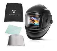 STAHLWERK Casco de Soldadura automático 3 en 1 Bullet - True Colour, oscurecimiento automático DIN 4-13, Clase óptica 1/1/1/2, Campo de visión óptimo 100 x 60mm, Pantalla de Soldadura, máscara