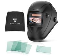 STAHLWERK Casco de Soldadura automático 3 en 1 Worker - Casco de Soldador con True Colour, oscurecimiento automático DIN 4-13, Clase óptica 1/1/1/2, Campo de visión óptimo 96 x 39 mm, máscara