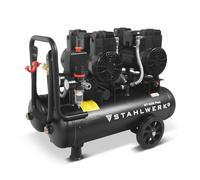 STAHLWERK Compresor con tanque de 22 L (ST-228 Pro) - sin aceite y silencioso, 8 bar, compresor de aire con motores sin escobillas, 3,54 CV, 2,6 kW, 410 l/min, compresor de pistón silencioso