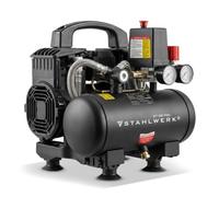 STAHLWERK Compresor con tanque de 3 L (ST-38 Pro) - sin aceite y silencioso, 8 bar, compresor de aire con motores sin escobillas, 1,60 CV, 1,18 kW, 190 l/min, compresor de pistón silencioso