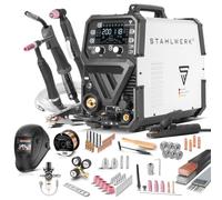 STAHLWERK CTM-250 Puls Pro 6 en 1 - Equipo de soldadura de gas protector de 200 A con cortador de plasma de 45 A, alimentación de alambre sinérgico, función de pulso, TIG, MIG/MAG, MMA y FLUX