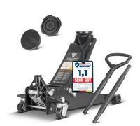 STAHLWERK Gato hidráulico con capacidad de carga de 3 toneladas, extraplano, rango de elevación de 73 a 500 mm, ruedas de goma, pistón doble, gato hidráulico, gato hidráulico (WHB-73 ST)