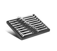 STAHLWERK Juego de 17 llaves combinadas con inserto de espuma para carro de taller - Llaves de anillo y llave inglesa de 6 - 22 mm, todos los tamaños comunes en práctico carro de herramientas