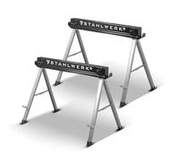STAHLWERK SB-757 ST caballete de trabajo en un juego de 2 caballetes de trabajo de metal con recubrimiento de polvo | caballete plegable universal con una capacidad de carga máxima de 500 kg