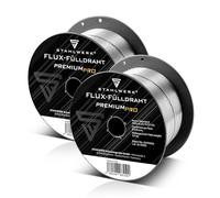 STAHLWERK set de 2 hilos tubulares FLUX - E71T-GS 0,8 mm, bobina de hilo de 1 kg D100, bobina de hilo para mandril de 16 mm, hilo de soldar premium, hilo de relleno, hilo de soldar universal