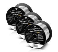 STAHLWERK set de 3 alambres tubulares FLUX - E71T-GS 0,9 mm, bobina de alambre de 1 kg D100, bobina de alambre para mandril de 16 mm, alambre de soldadura premium, alambre de relleno