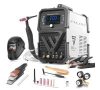 STAHLWERK Soldador combinado 3 en 1 AC/DC TIG 200 ST Digital - Equipo completo - TIG & MMA (Electrodo/ARC) hasta 200 A, modo Clean para limpieza electroquímica de soldaduras de acero inoxidable