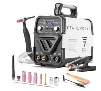 STAHLWERK Soldadora combinada 2 en 1 DC TIG 200 ST IGBT - Máquina de soldar TIG MMA, 200 A, encendido HF, arranque en caliente, antiadherente, para acero, acero inoxidable, cobre, latón, no aluminio