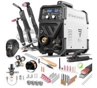 STAHLWERK Soldadora combinada 4 en 1 CTM-250 ST - Equipo completo - TIG, MIG/MAG, MMA (Electrodo/ARC), FLUX (hilo hueco) hasta 200 A, CUT (plasma) hasta 45 A, capacidad de corte hasta 14 mm