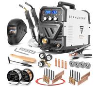 STAHLWERK Soldadora combinada 5 en 1 MIG MAG 200 Pulse Pro Inverter - totalmente equipada - Máquina de soldar ARC MMA, hilo tubular, Lift TIG, 200 A, pulse & spot, sinérgica, IGBT, para aluminio