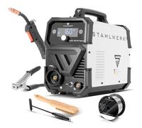 STAHLWERK Soldadora FLUX 160 ST Digital - Combinada 3 en 1 con 160 A, soldadura con hilo hueco sin gas protector, MMA (Electrodo/ARC), Lift-TIG (DC), avance de hilo sinérgico, luz LED, IGBT