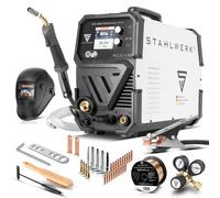 STAHLWERK Soldadora MIG MAG 200 doble pulso Pro - totalmente equipada - Máquina de soldar sinérgica 200 A, pulso y doble pulso, apta para MMA/E-hand, con antorcha AK25 y juego de desgaste