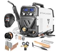 STAHLWERK Soldadora MIG/MAG 200 ST - Equipo completo - IGBT, 200A, equipo de gas protector con avance de hilo sinérgico, apto para FLUX (hilo hueco), funcional para Lift-TIG & MMA (Electrodo/ARC)