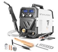 STAHLWERK Soldadora MIG/MAG 200 ST - Inverter IGBT con 200 A, equipo de gas protector con avance de hilo sinérgico, apto para FLUX (hilo hueco), funcional para Lift-TIG & MMA (Electrodo/ARC)
