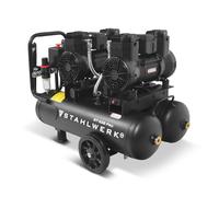 STAHLWERK ST-228 Pro - Compresor de aire sin aceite y silencioso, 8 bar, compresor de aire comprimido con motores sin escobillas, 3,54 CV, 2,6 kW, 410 l/min, compresor silencioso, compresor de pistón