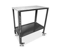 STAHLWERK WT-960 ST - Mesa de soldadura (915 x 457 mm, galvanizada, capacidad de carga de 200 kg, placa perforada D22, patas con recubrimiento en polvo y compartimento)