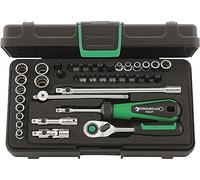 STAHLWILLE Juego de llaves tubulares de 1/4" (38 piezas, con carraca QR, alargador, tuerca TORX, fabricado en Alemania)