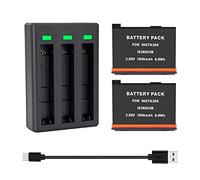 STAIGO Batería Recargable para cámara de acción (2 Pack) para Insta 360 X3 con Cargador rápido USB de 3 Canales[3.85V 1800mAh](No Impermeable)