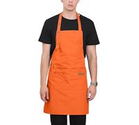 Stain Resistant Canvas Apron - 26.57x29.33 Inches Shop Aprons for Men | Professional Bib Apron with 2 Pockets | Adjustable Strap Waterproof Multifunction Aprons for Chef Restaurant Kitchen Bbq
