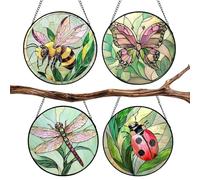 Stained Glass, Acrylic Animal Window Suncatcher Ornament Set, Colorful Light Catching Hanging Pieces, Durable Transparente Acrylic Design, for Mom Lady Grandma Man Birthday Door
