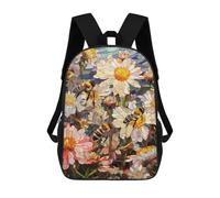 Stained Glass Bees And Flowers Mochila Escolar Infantil Impresa En 3D Para Niños, Mochila De Viaje De Alta Capacidad, Mochilas Para Libros De 17 Pulgadas Para Niños