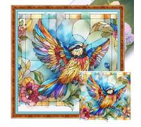 Stained Glass Bird DIY Juego de punto de cruz 11CT, juego completo para principiantes y adultos, 40 x 40 cm, decoración de pared