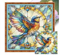 Stained Glass Bird DIY Juego de punto de cruz 11CT, juego completo para principiantes y adultos, 40 x 40 cm, decoración de pared