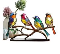 Stained Glass Birds Figurine - Soothing Sensation Acrylic Desktop Birds Figurine Statue, Vibrant Wear-Resistant Room Decor Supplies For Dining Room, Bedroom, Side Table, Desk, And Living Rooms
