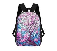 Stained Glass Cherry Blossom Mochila Infantil, Mochila Escolar Para Niños, Mochila Escolar Infantil Con Estampado 3D De Dibujos Animados, Mochila De Gran Capacidad Para Niños Y Niñas 17inch