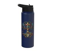 Stained Glass Christian Tree of Life Faith Cross Design Stainless Steel Insulated Water Bottle