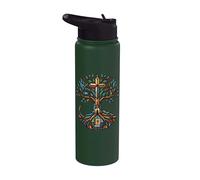 Stained Glass Christian Tree of Life Faith Cross Design Stainless Steel Insulated Water Bottle