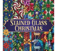 Stained Glass Christmas Scrapbook Paper Craft Pad: 10 Colorful Designs, 20 Double-Sided Sheets Printed on 8.5"x8.5" Size Paper With Premium Color. For ... Cardstock, Gift Wrapping, DIY & More!