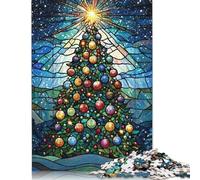 Stained Glass Christmas Tree Puzzle Imposible,desafío for Adults Juego Educativo 1000 Piezas Obra De Arte De Juego De para Adultos, Regalos A Partir De 14 Años 1000pcs (75x50cm)