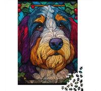 Stained Glass Dog Art Print-1 Rompecabezas Imposible,desafío para Adultos Juego Educativo 1000 Piezas Obra De Arte De Juego De para Adultos Y Niños Mayores De 12 Años 70x50cm/1000pcs