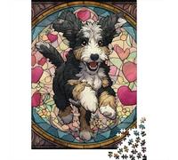 Stained Glass Dog Art Print Puzzle Imposible,desafío para Adultos Juego Educativo 1000 Piezas Obra De Arte De Juego De para Adultos, Regalos A Partir De 14 Años 70x50cm/1000pcs