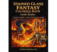 Stained Glass Fantasy Coloring Book: Gothic Realms: Fantasy Dragons, Dark Gothic Art, and Intricate Fantasy Designs for Relaxation