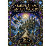 Stained Glass Fantasy Worlds: 50 Magical Coloring Pages (Fantasy Worlds Coloring Book)