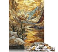 Stained Glass Flower Landscape Puzzle Imposible,desafío para Adultos Juego Educativo 1000 Piezas Obra De Arte De Juego De para Adultos Y Niños Mayores De 12 Años 1000pcs (38x26cm)