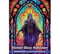 Stained Glass Halloween: Adult Coloring Book with Stained Glass Halloween for Stress Relief and Relaxation (Christmas Coloring Pages)