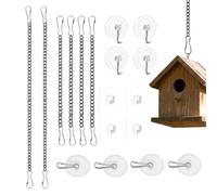Stained Glass Hanging Chain Kit - Metal Chain Set | Suction Cup Hooks | 2 Long 20 In & 4 Short 10 In Chains, 12 Sticky Hooks, Rust-Resistant Black Metal, For Suncatchers Window Wall Porch Decor
