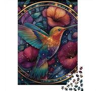Stained Glass Hummingbird Art Rompecabezas Imposible,desafío para Adultos Juego Educativo 1000 Piezas Obra De Arte De Juego De para Adultos Y Niños 70x50cm/1000pcs