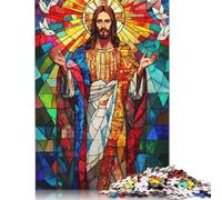 Stained Glass Jesus Rompecabezas Imposible,desafío for Adults Entretenimiento Creativo 1000 Piezas Obra De Arte De Juego De para Adultos, Regalos A Partir De 14 Años 1000pcs (40x28cm)