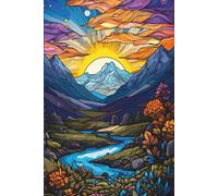Stained Glass Landscape Notebook Journal: 6 x 9 Inches 140-page Lined Matte Paperback