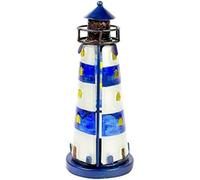 Stained Glass Lighthouse 18cm Figuritas Decorativas, Multicolor, Único