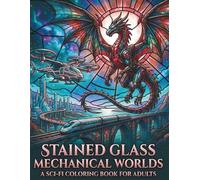 STAINED GLASS MECHANICAL WORLDS: Bold & Easy Futuristic Coloring Book for Teens & Adults Featuring Mechanical Dragons, Cyber Beasts, Flying Machines & ... (STAINED GLASS COLORING COLLECTION)