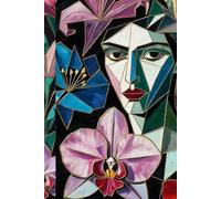 Stained Glass Muse Notebook | Geometric Floral Notebook 150 pages (5.5 x 8.5) 10mm Lined Blue